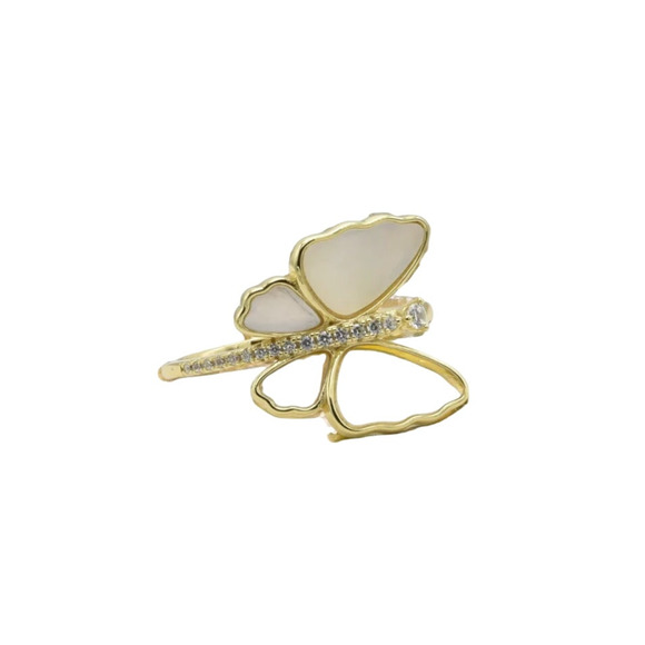 Beautiful Pave Outlined Stone Butterfly Ring | Sparkling Size 8 - Picture 2 of 5